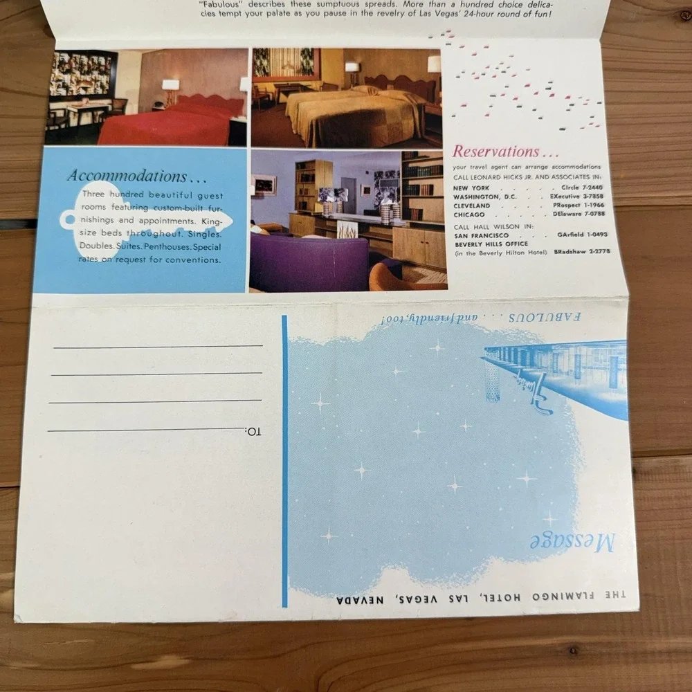 Vintage Flamingo Hotel Las Vegas Travel Brochure Fold Out Casino Nevada USA